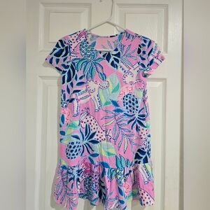 Lilly Pulitzer Girls Emina Ruffle Dress in the Lilac Rose Chica Ticas print.